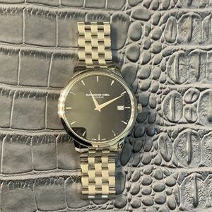 Raymond Weil toccata black dial steel bracelet mens watch